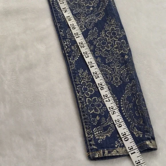 Hollister Gold Metallic Paisley Skinny Denim Jeans - Picture 5 of 8